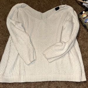 Plus Size White Fluffy Sweater